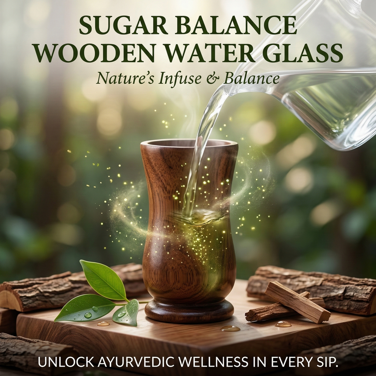Sugar Balance wooden water glass