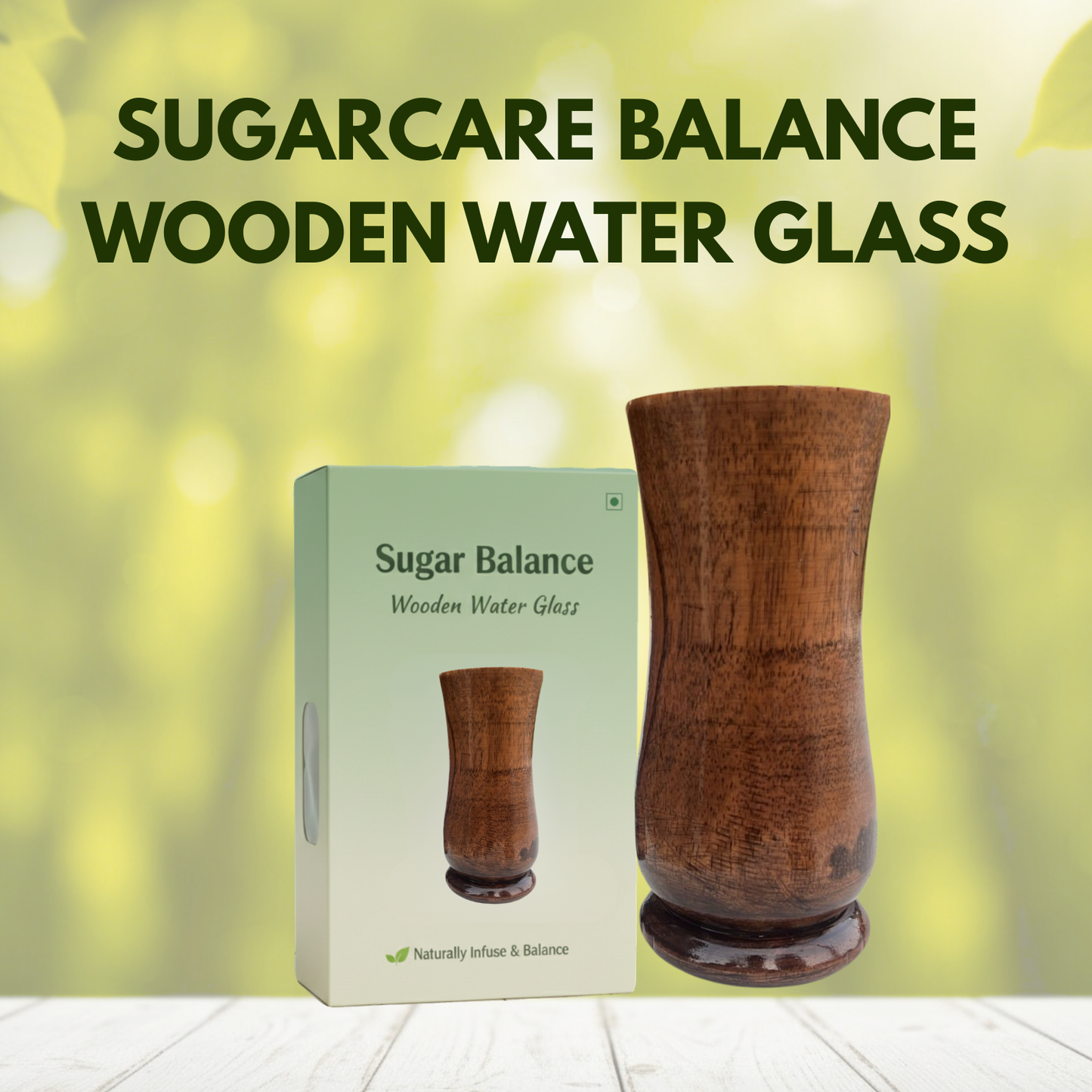 Sugar Balance wooden water glass